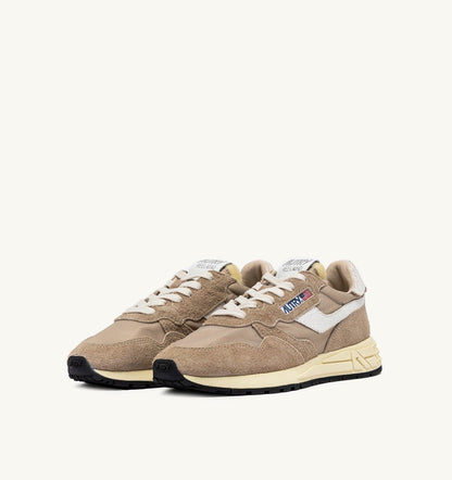Woman REELWIND LOW SNEAKERS IN PEPPER AND WHITE NYLON AND SUEDE