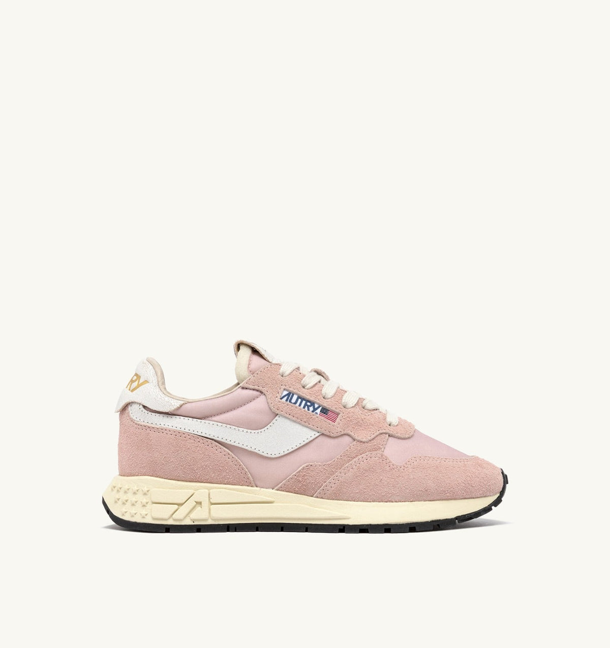 Woman REELWIND LOW SNEAKERS IN WHITE AND POWDER PINK NYLON AND SUEDE