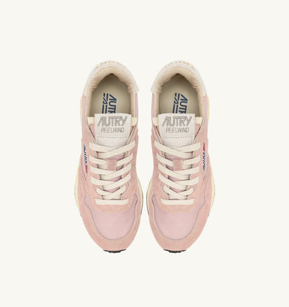 Woman REELWIND LOW SNEAKERS IN WHITE AND POWDER PINK NYLON AND SUEDE