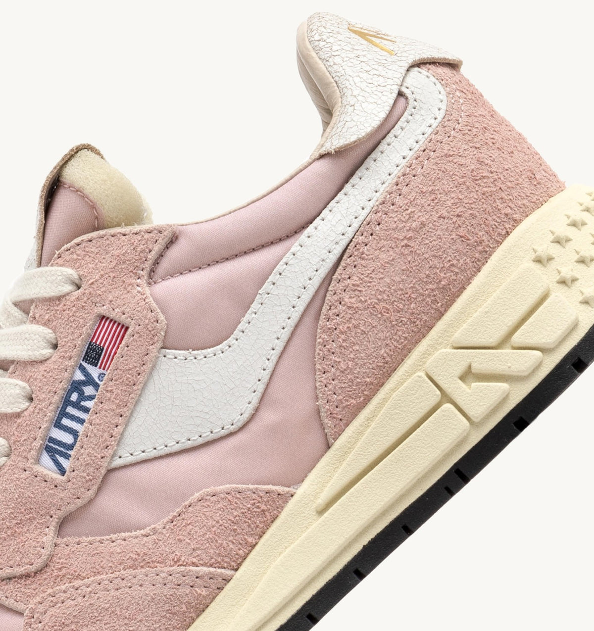 Woman REELWIND LOW SNEAKERS IN WHITE AND POWDER PINK NYLON AND SUEDE
