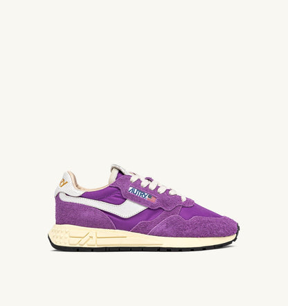 Woman REELWIND LOW SNEAKERS IN WHITE AND DEWBERRY NYLON AND SUEDE