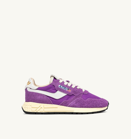 Woman REELWIND LOW SNEAKERS IN WHITE AND DEWBERRY NYLON AND SUEDE