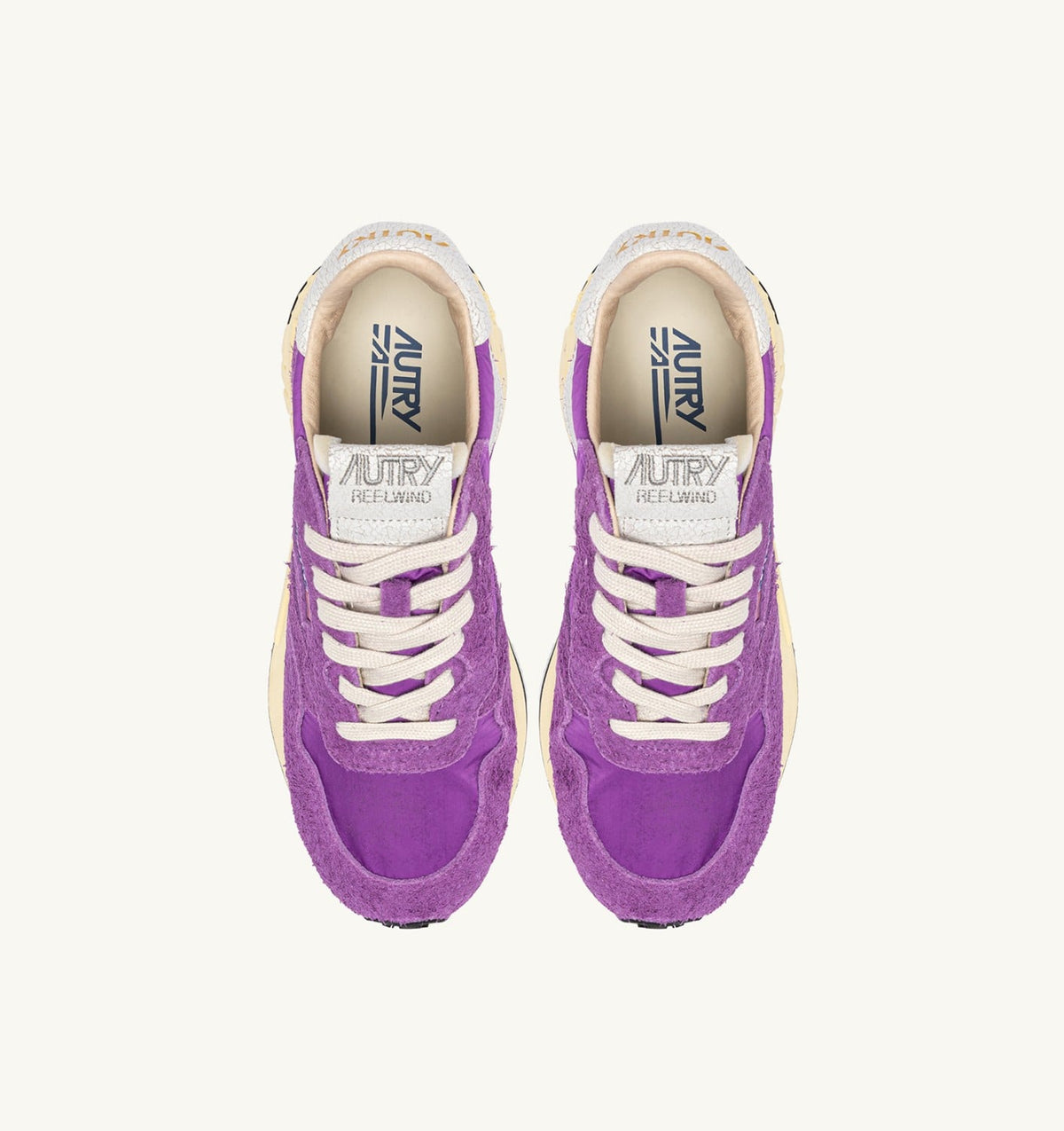 Woman REELWIND LOW SNEAKERS IN WHITE AND DEWBERRY NYLON AND SUEDE