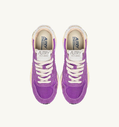 Woman REELWIND LOW SNEAKERS IN WHITE AND DEWBERRY NYLON AND SUEDE