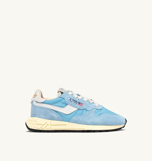 Woman REELWIND LOW SNEAKERS IN WHITE AND FORGET ME NOT NYLON AND SUEDE