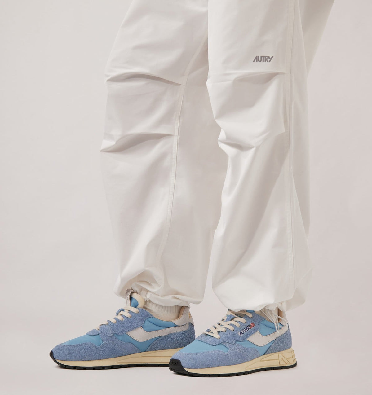 Woman REELWIND LOW SNEAKERS IN WHITE AND FORGET ME NOT NYLON AND SUEDE