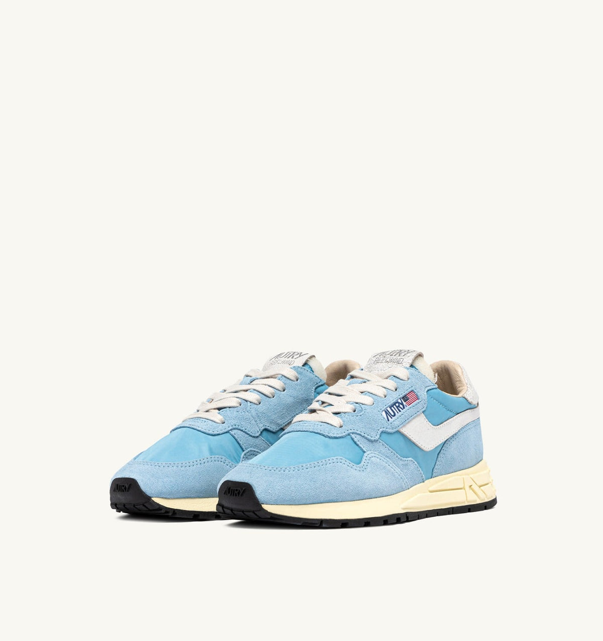 Woman REELWIND LOW SNEAKERS IN WHITE AND FORGET ME NOT NYLON AND SUEDE
