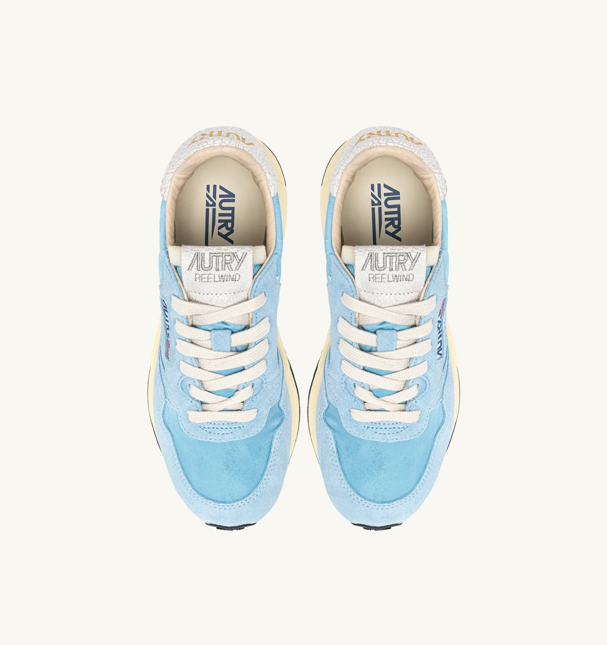 Woman REELWIND LOW SNEAKERS IN WHITE AND FORGET ME NOT NYLON AND SUEDE