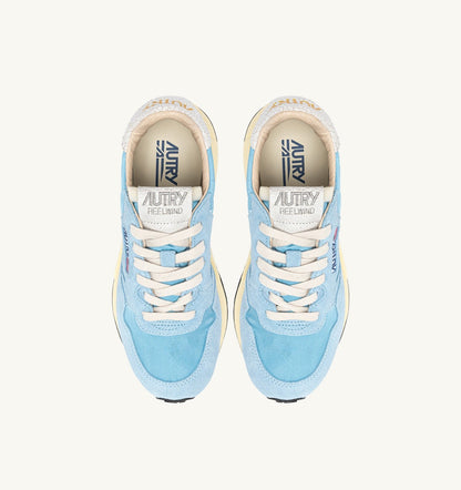 Woman REELWIND LOW SNEAKERS IN WHITE AND FORGET ME NOT NYLON AND SUEDE