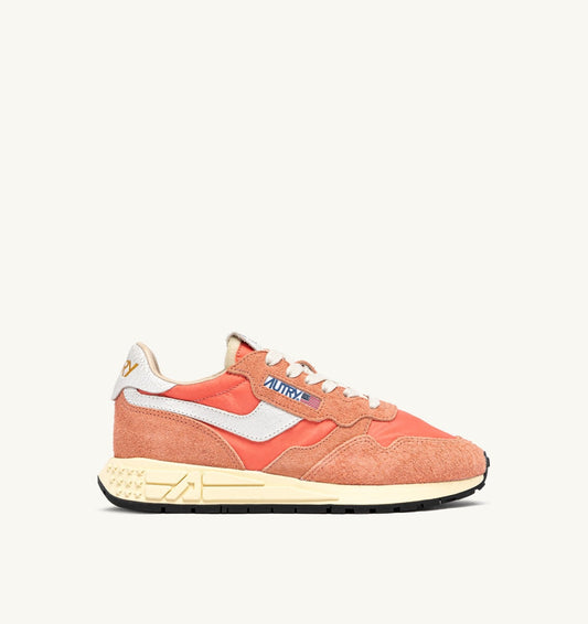 Woman REELWIND LOW SNEAKERS IN WHITE AND PEACH PINK NYLON AND SUEDE