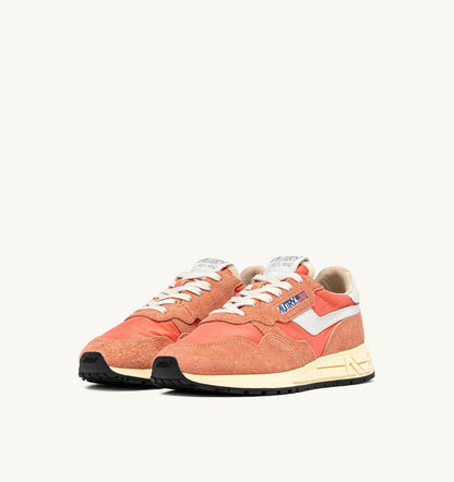 Woman REELWIND LOW SNEAKERS IN WHITE AND PEACH PINK NYLON AND SUEDE