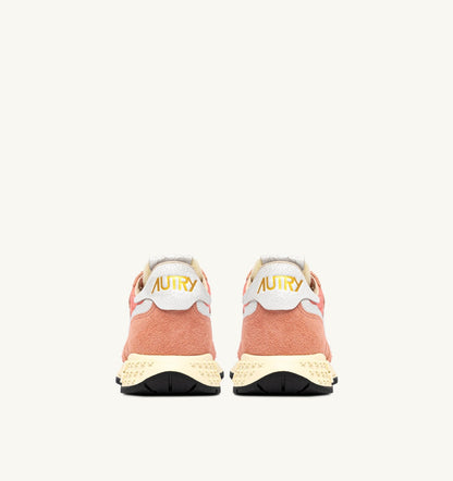 Woman REELWIND LOW SNEAKERS IN WHITE AND PEACH PINK NYLON AND SUEDE
