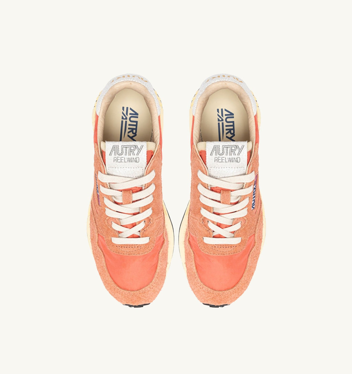 Woman REELWIND LOW SNEAKERS IN WHITE AND PEACH PINK NYLON AND SUEDE