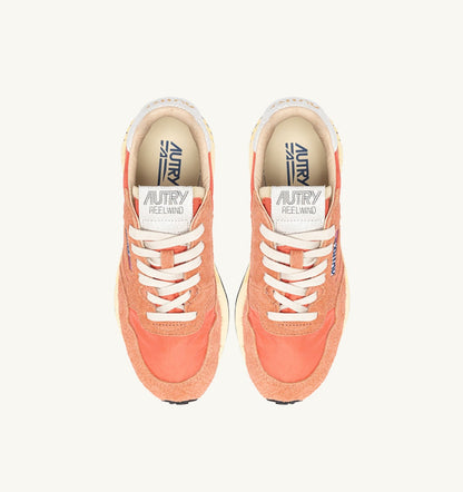 Woman REELWIND LOW SNEAKERS IN WHITE AND PEACH PINK NYLON AND SUEDE
