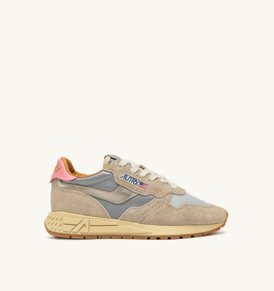 Woman REELWIND LOW SNEAKERS IN REFLECTIVE NYLON AND SUEDE COLOR SILVER PLATINUM