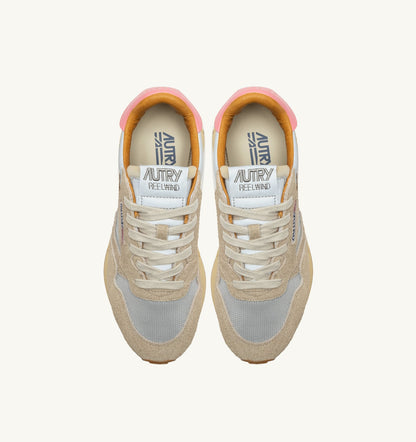 Woman REELWIND LOW SNEAKERS IN REFLECTIVE NYLON AND SUEDE COLOR SILVER PLATINUM