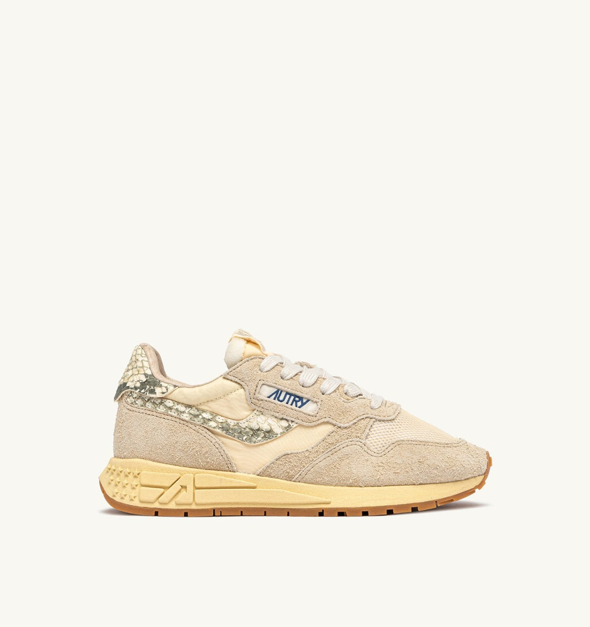Woman REELWIND LOW SNEAKERS IN NYLON AND SUEDE COLOR ECRU AND ROCK