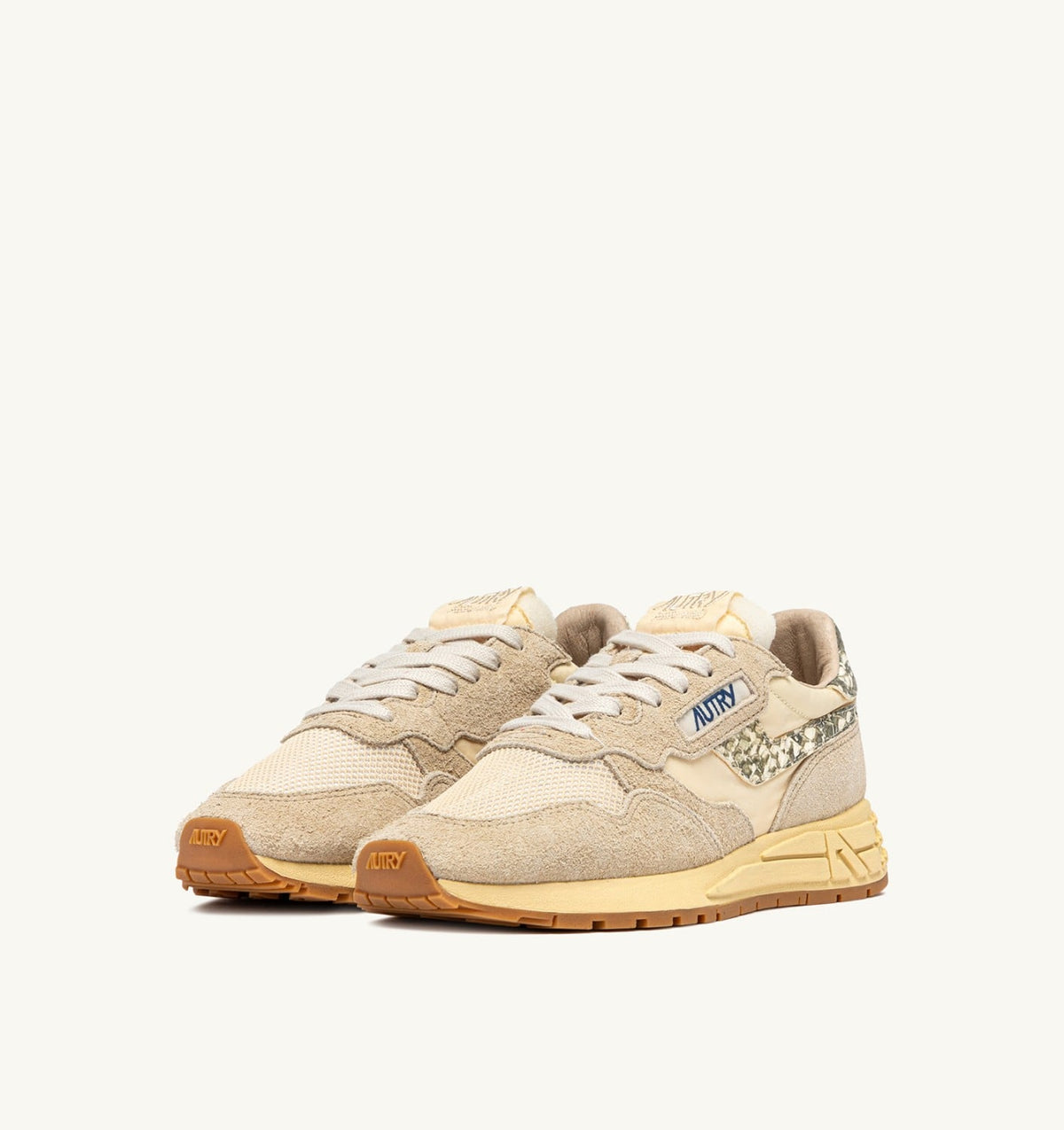 Woman REELWIND LOW SNEAKERS IN NYLON AND SUEDE COLOR ECRU AND ROCK