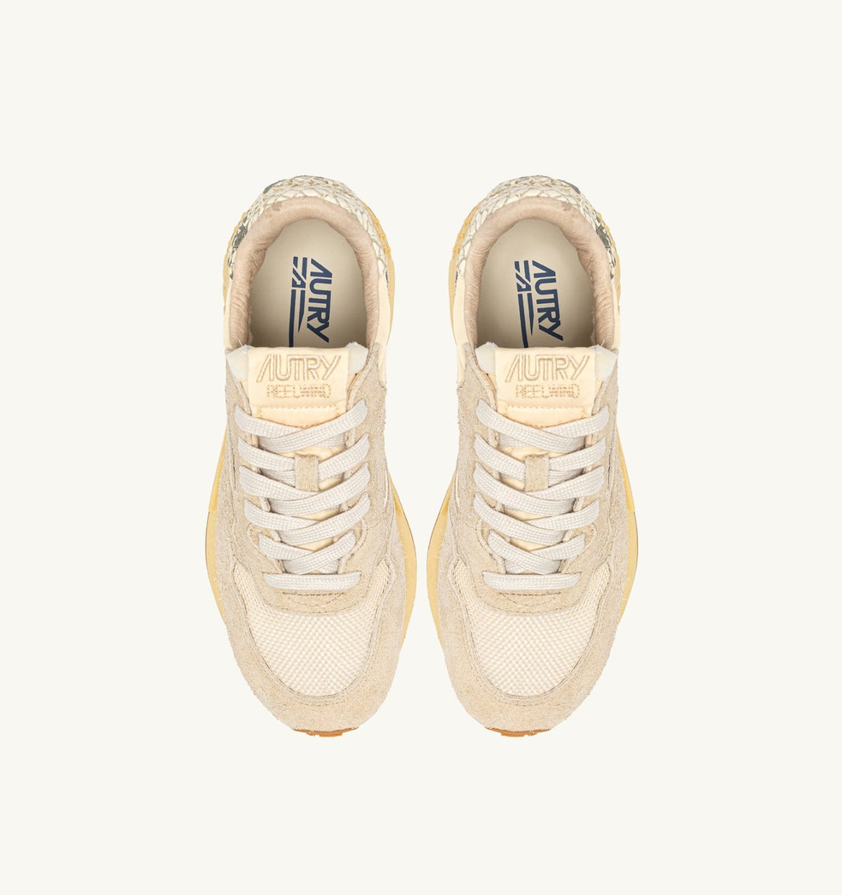 Woman REELWIND LOW SNEAKERS IN NYLON AND SUEDE COLOR ECRU AND ROCK