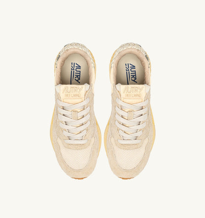 Woman REELWIND LOW SNEAKERS IN NYLON AND SUEDE COLOR ECRU AND ROCK