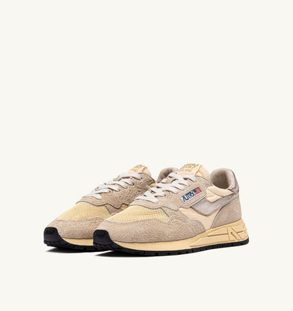 Woman REELWIND LOW SNEAKERS IN NYLON SUEDE AND LEATHER COLOR ECRU AND PLATINUM