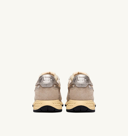 Woman REELWIND LOW SNEAKERS IN NYLON SUEDE AND LEATHER COLOR ECRU AND PLATINUM