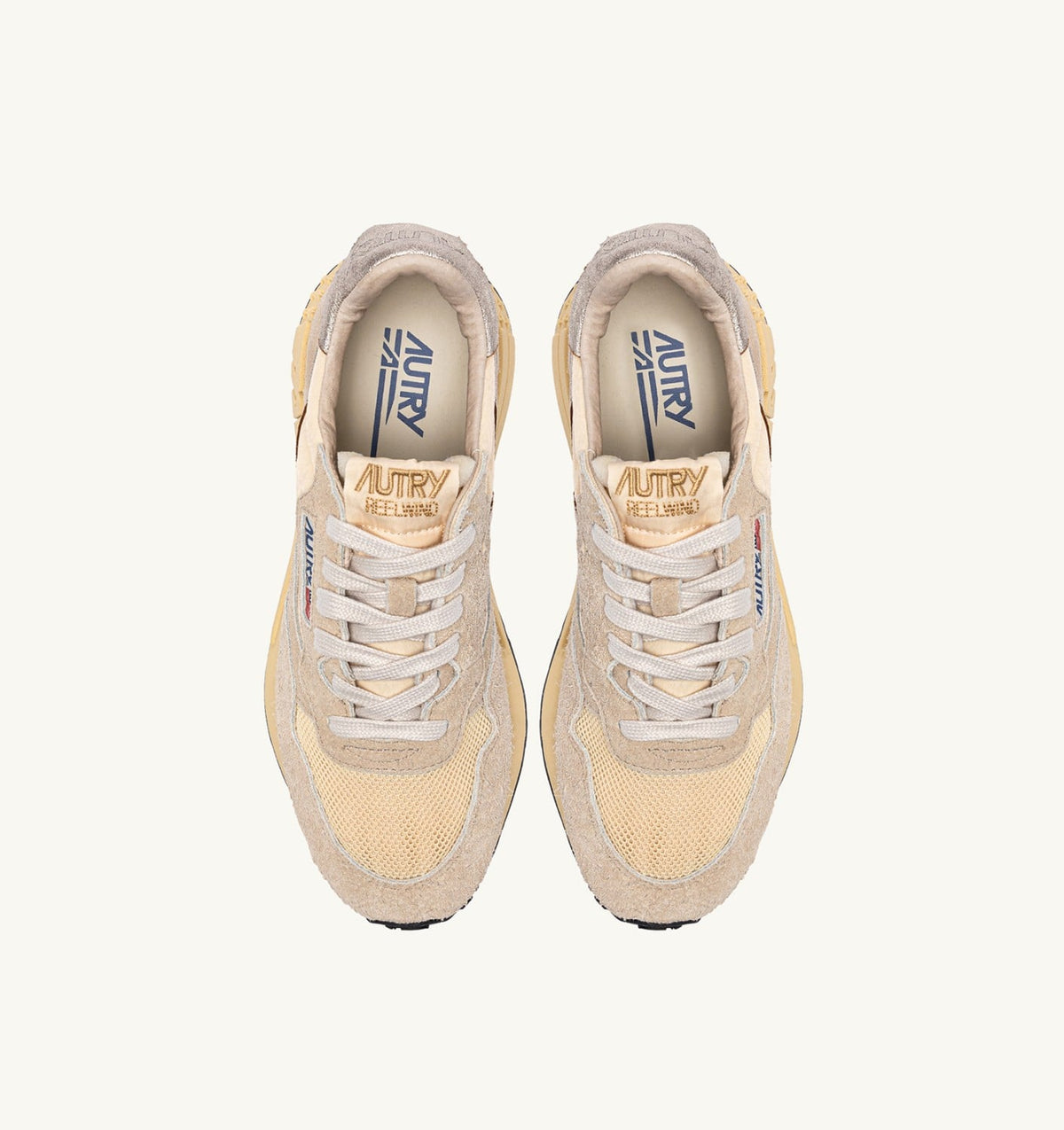 Woman REELWIND LOW SNEAKERS IN NYLON SUEDE AND LEATHER COLOR ECRU AND PLATINUM