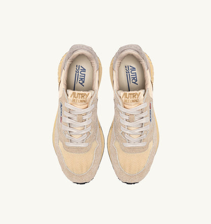 Woman REELWIND LOW SNEAKERS IN NYLON SUEDE AND LEATHER COLOR ECRU AND PLATINUM