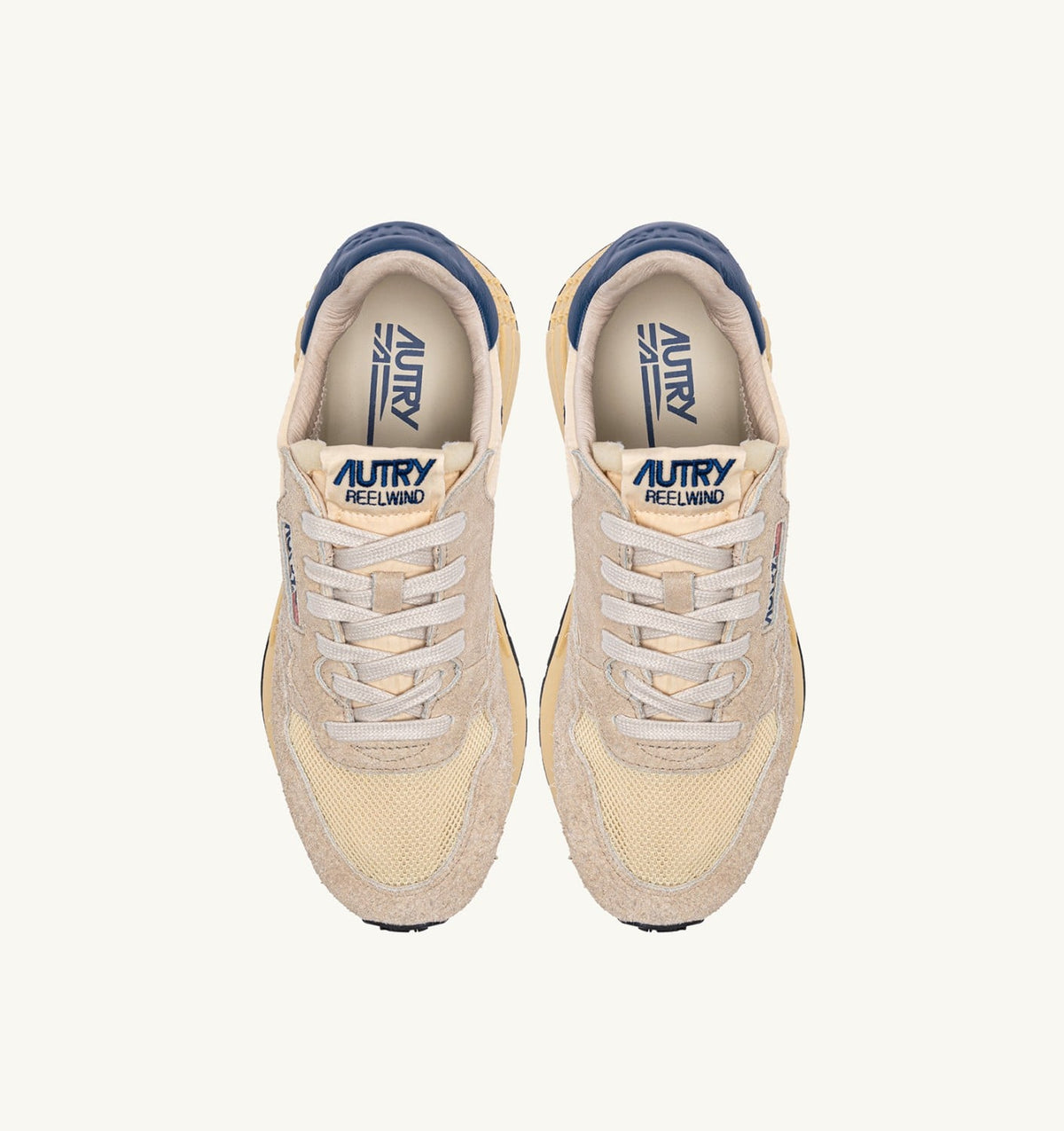Woman REELWIND LOW SNEAKERS IN NYLON SUEDE AND LEATHER COLOR ECRU AND ENSIGN BLUE