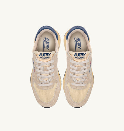 Woman REELWIND LOW SNEAKERS IN NYLON SUEDE AND LEATHER COLOR ECRU AND ENSIGN BLUE