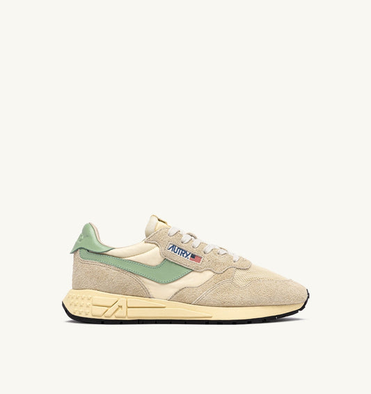Woman REELWIND LOW SNEAKERS IN ECRU AND RESEDA NYLON AND SUEDE