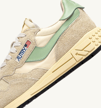 Woman REELWIND LOW SNEAKERS IN ECRU AND RESEDA NYLON AND SUEDE