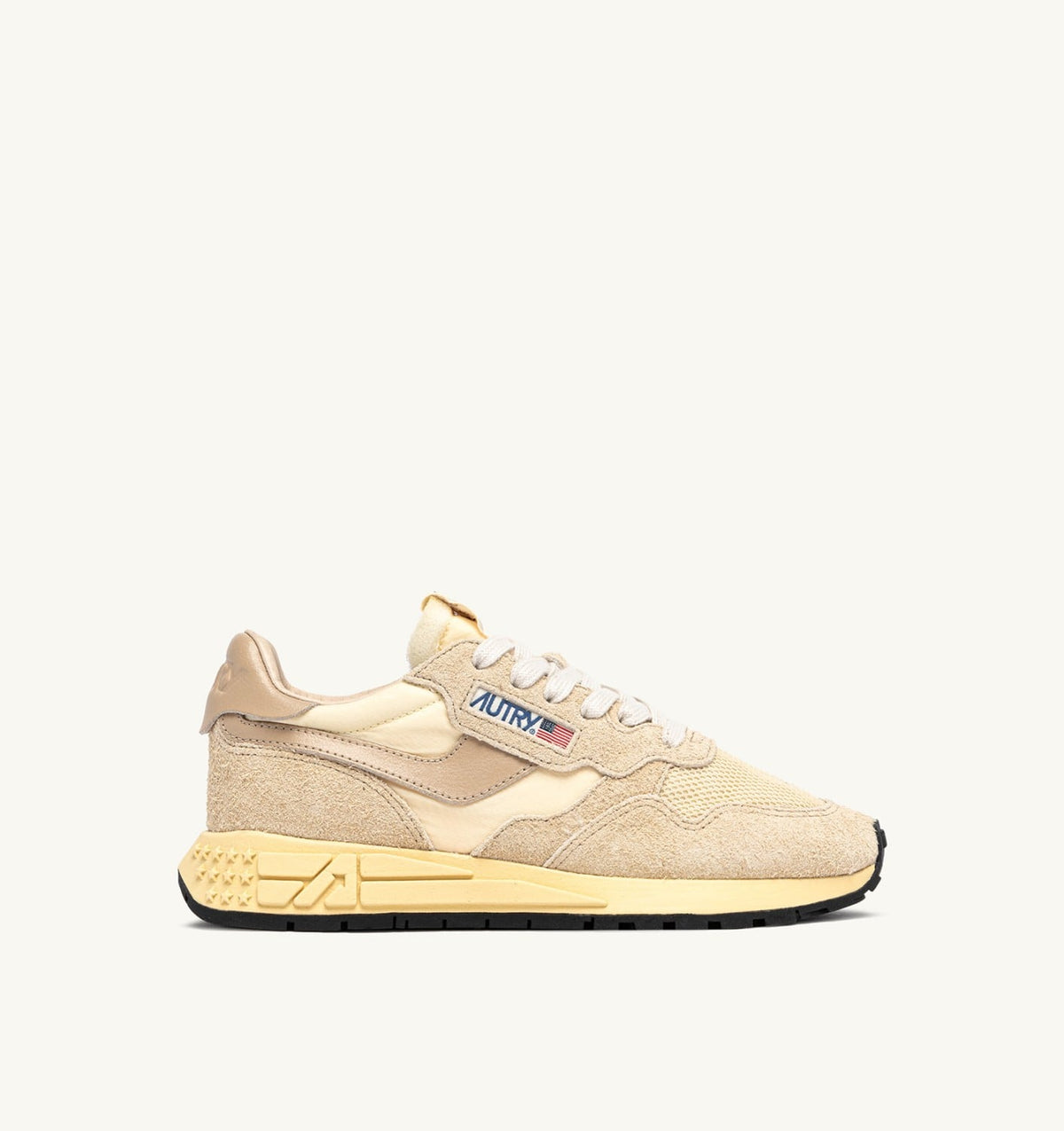 Woman REELWIND LOW SNEAKERS IN ECRU AND WHITE PEPPER NYLON AND SUEDE