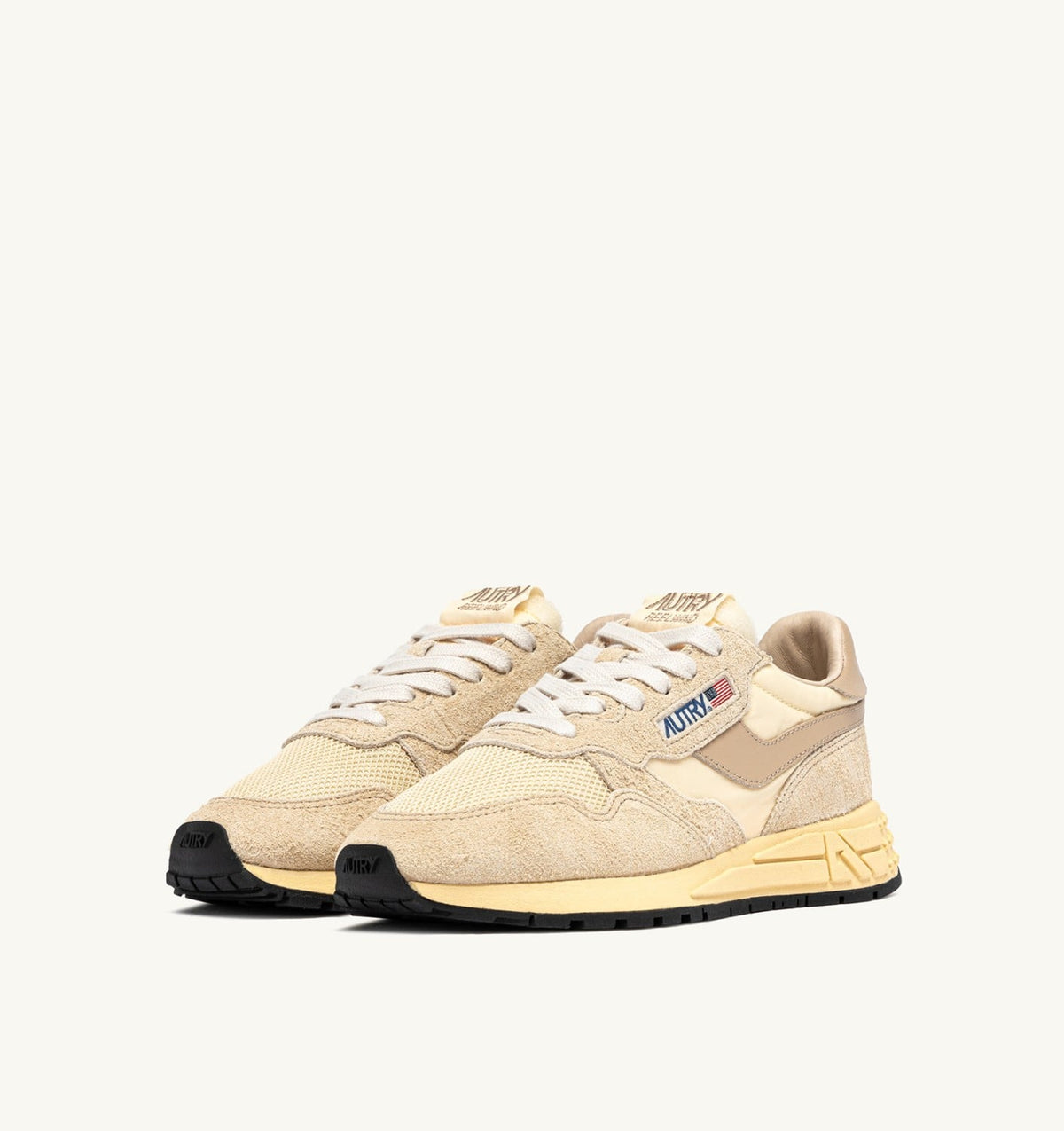 Woman REELWIND LOW SNEAKERS IN ECRU AND WHITE PEPPER NYLON AND SUEDE
