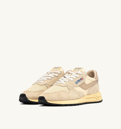 Woman REELWIND LOW SNEAKERS IN ECRU AND WHITE PEPPER NYLON AND SUEDE