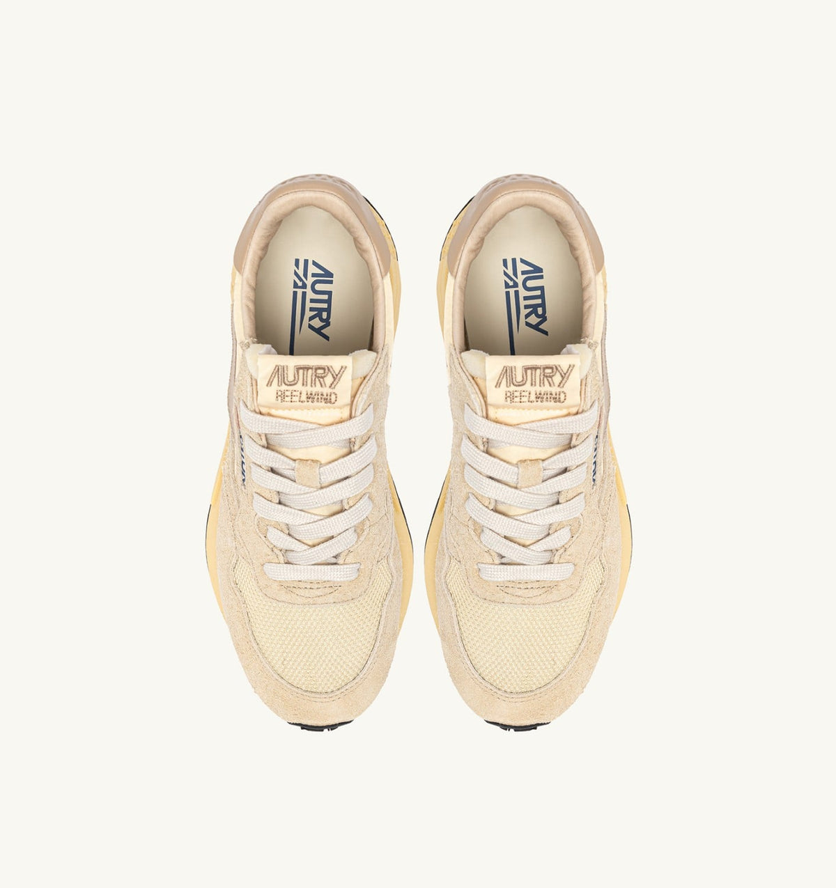 Woman REELWIND LOW SNEAKERS IN ECRU AND WHITE PEPPER NYLON AND SUEDE