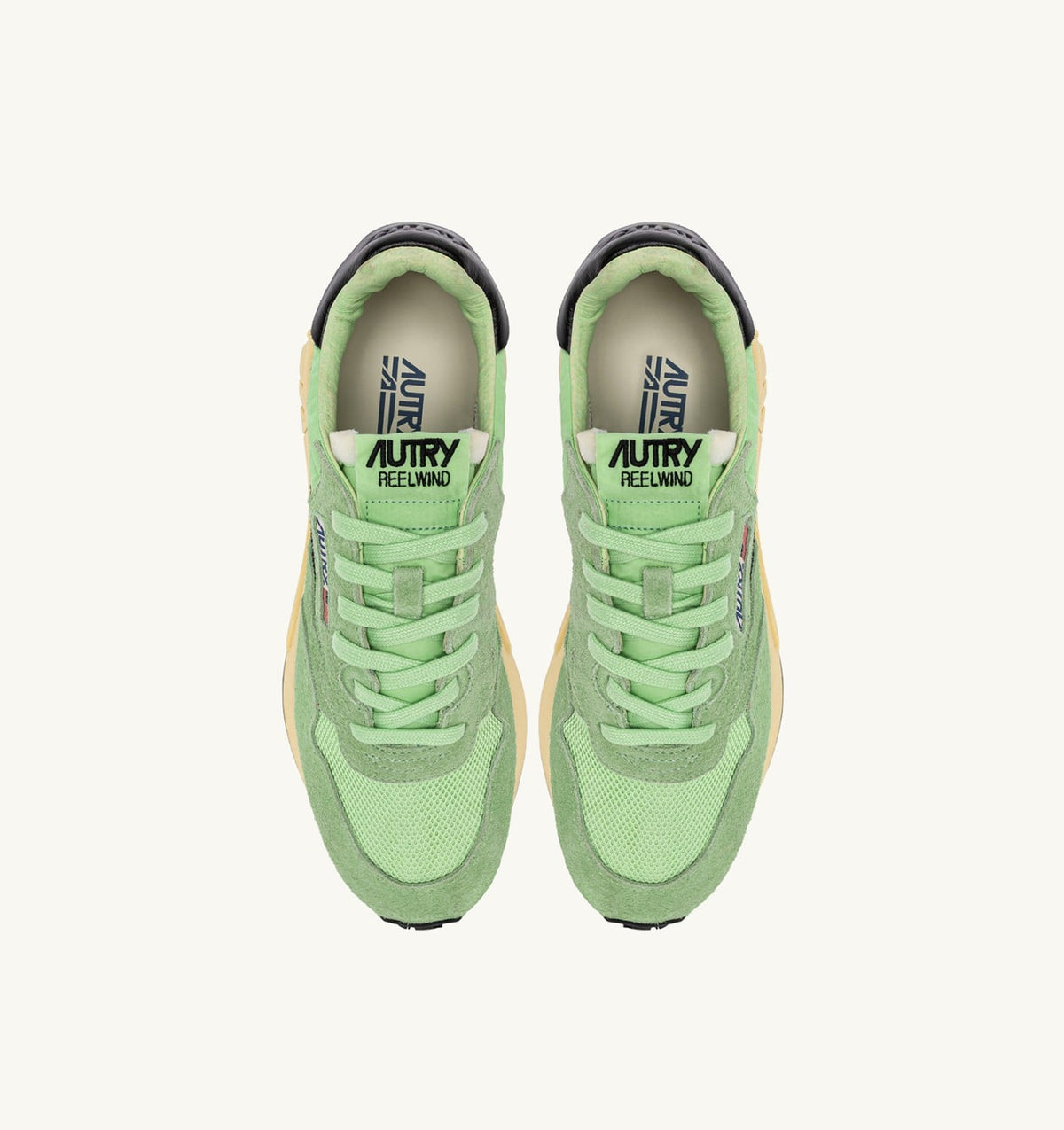 Woman REELWIND LOW SNEAKERS IN PISTACHIO AND BLACK NYLON AND SUEDE