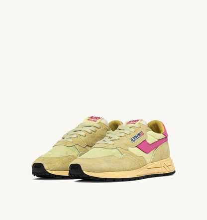 Woman REELWIND LOW SNEAKERS IN STRAW AND CHATEAU ROSE NYLON AND SUEDE