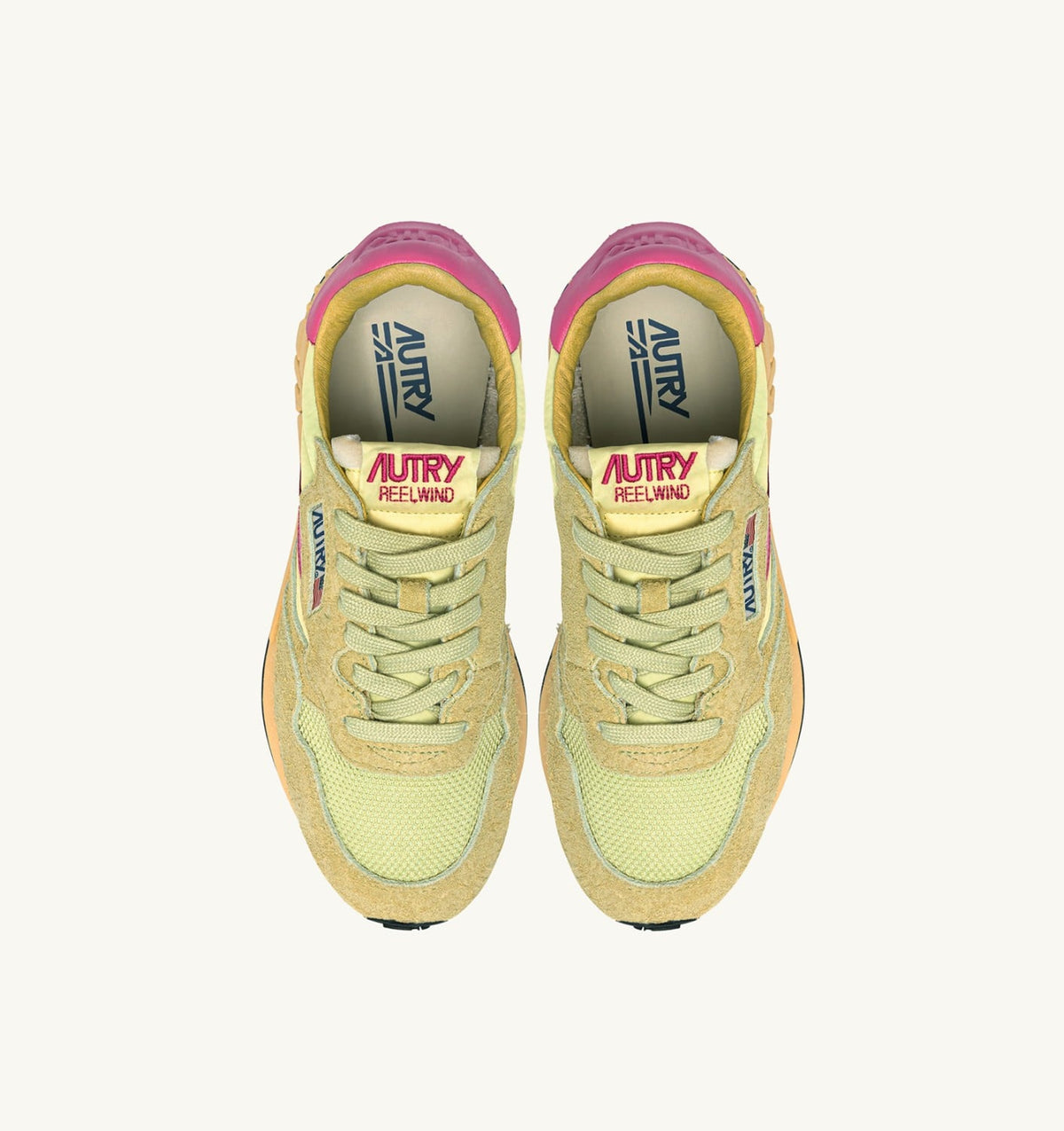 Woman REELWIND LOW SNEAKERS IN STRAW AND CHATEAU ROSE NYLON AND SUEDE