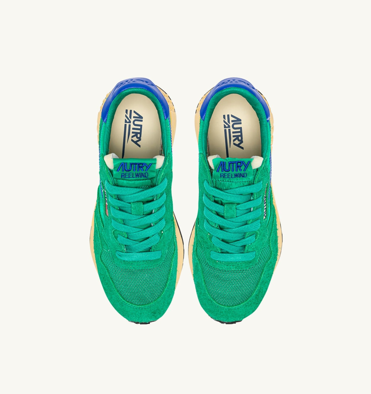 Woman REELWIND LOW SNEAKERS IN EMERALD AND DAZZLING BLUE NYLON AND SUEDE