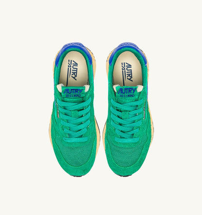 Woman REELWIND LOW SNEAKERS IN EMERALD AND DAZZLING BLUE NYLON AND SUEDE