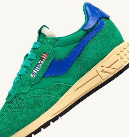 Woman REELWIND LOW SNEAKERS IN EMERALD AND DAZZLING BLUE NYLON AND SUEDE