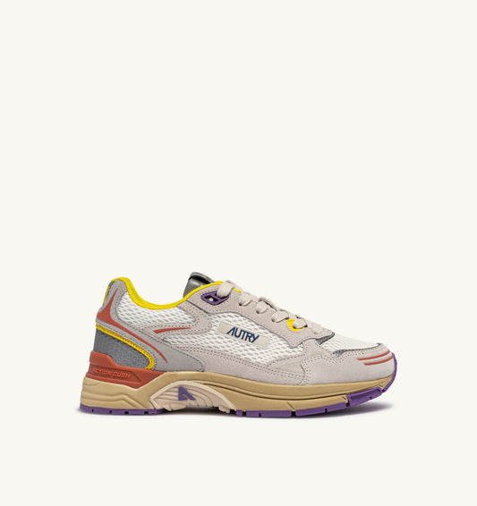 Woman HYPERWAY SNEAKERS IN ARABESQUE AND WHITE MESH AND SUEDE