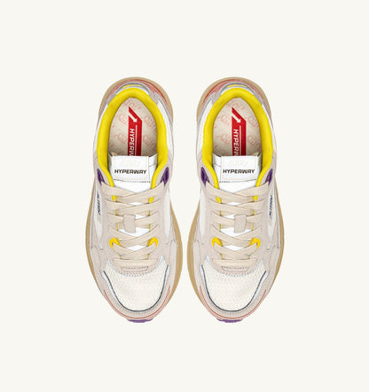 Woman HYPERWAY SNEAKERS IN ARABESQUE AND WHITE MESH AND SUEDE