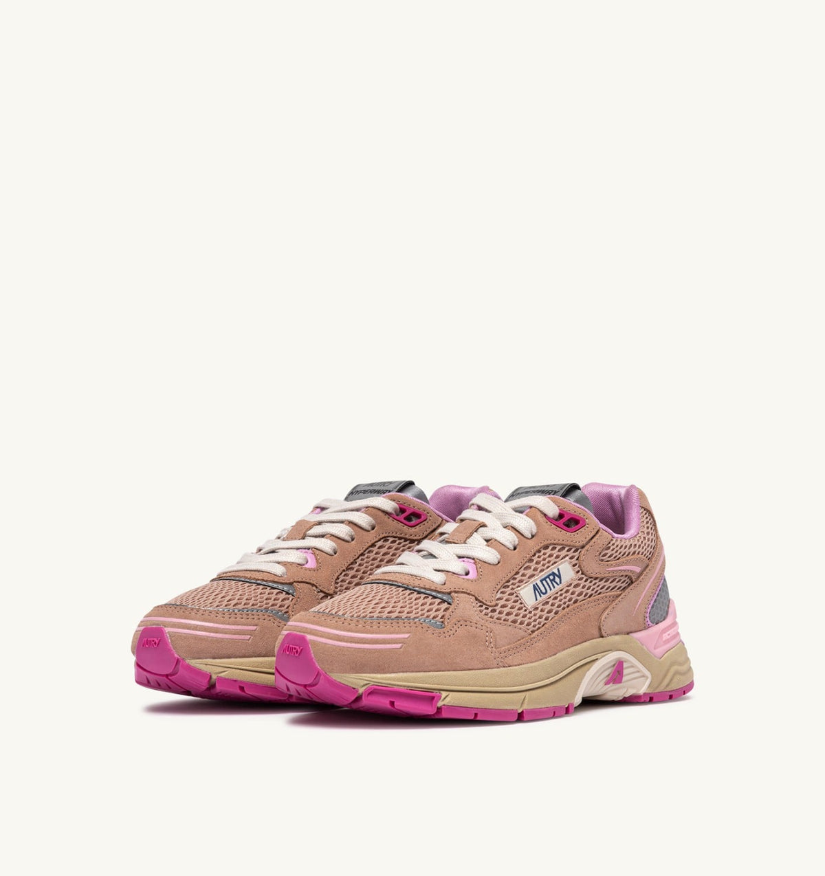 Woman HYPERWAY SNEAKERS IN PHARD PINK AND DOLPHIN SUEDE AND MESH