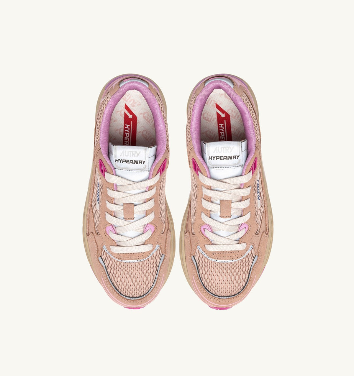 Woman HYPERWAY SNEAKERS IN PHARD PINK AND DOLPHIN SUEDE AND MESH