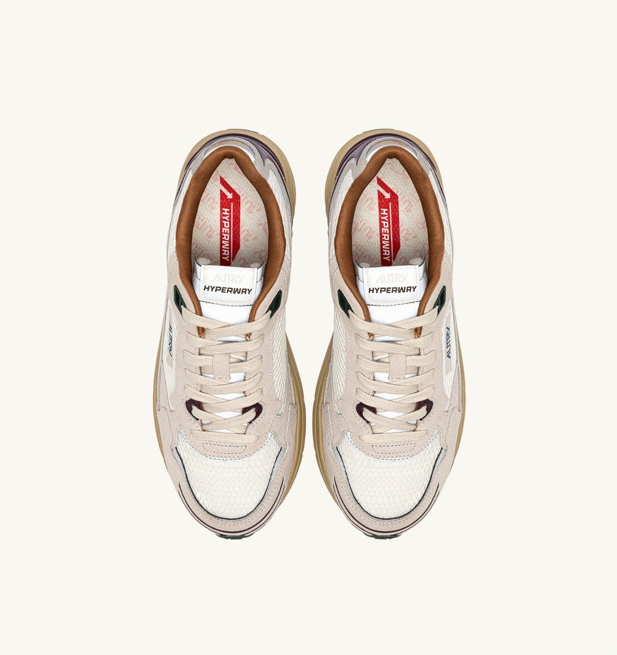Woman HYPERWAY SNEAKERS IN FIG AND WHITE MESH AND SUEDE