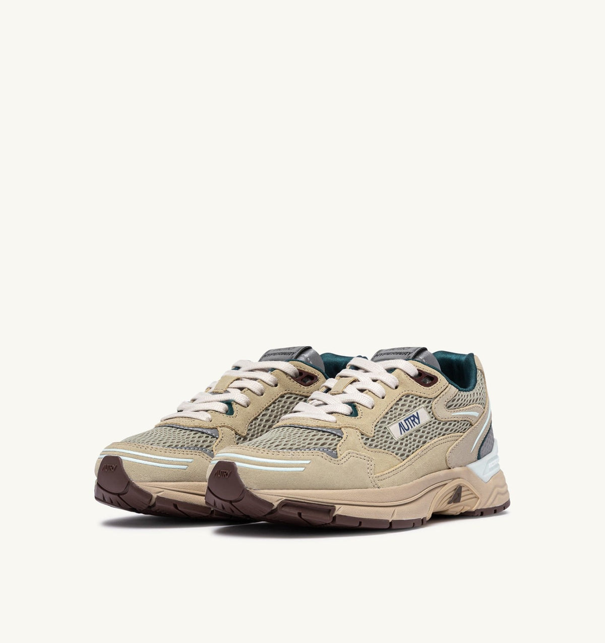 Woman HYPERWAY SNEAKERS IN ECRU AND SPA BLUE SUEDE AND MESH