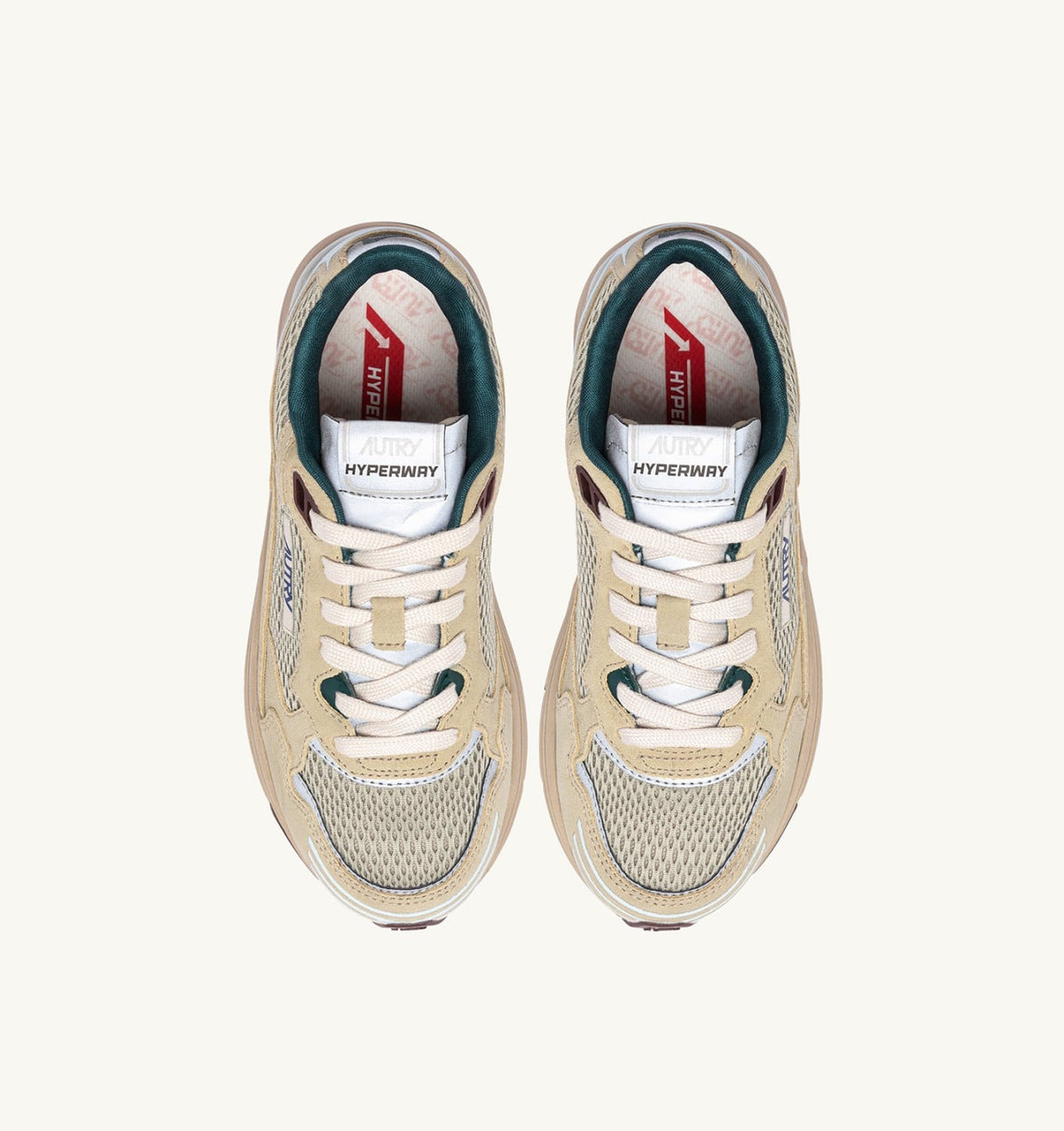 Woman HYPERWAY SNEAKERS IN ECRU AND SPA BLUE SUEDE AND MESH