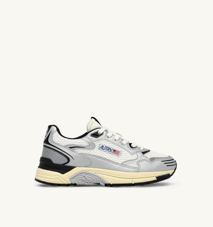 Woman HYPERWAY SNEAKERS IN WHITE SILVER AND BLACK SYNTHETIC LEATHER AND MESH